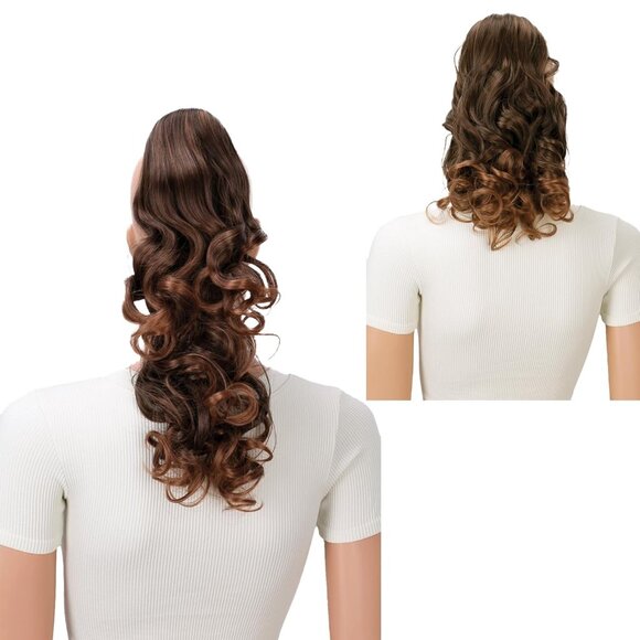Other - 2 In 1 Ponytail Hairpiece Synthetic Brown Wavy 12/14 Inch Clip Extension